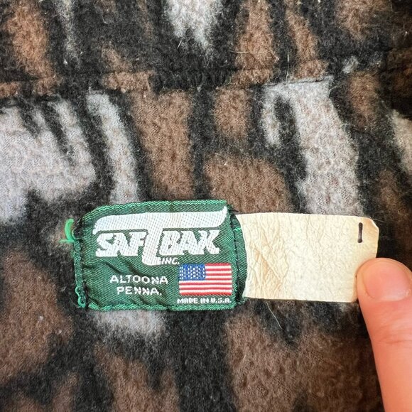 Vintage SafTBak Treebark Camo Fleece Zip Up Jacket Coat Cropped Size L - Picture 3 of 4